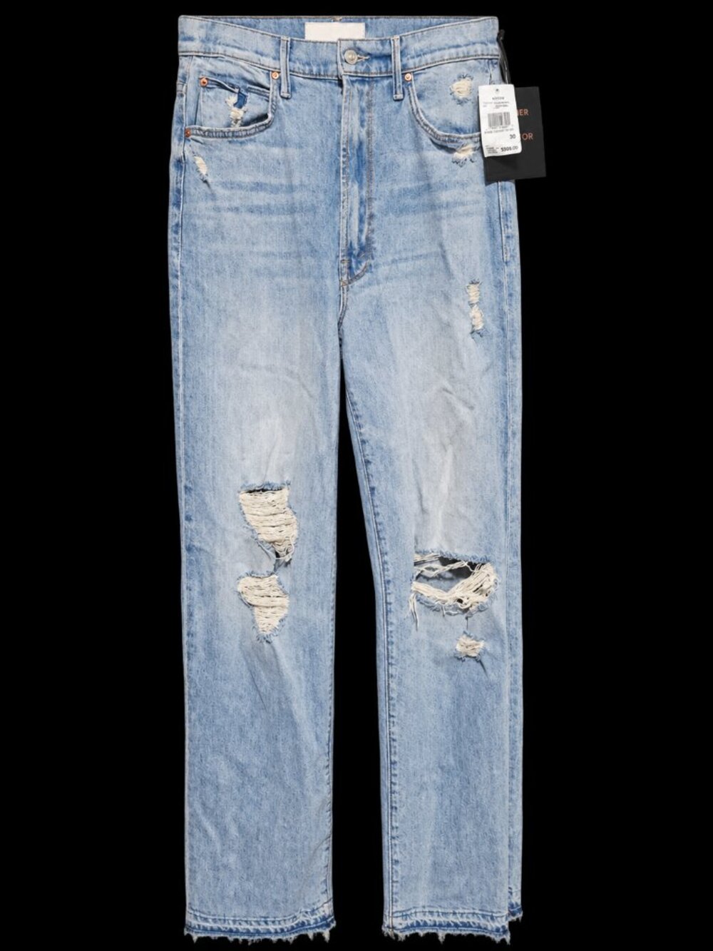NWT MOTHER High Waisted Tunnel Vision Distressed Jeans Size 30